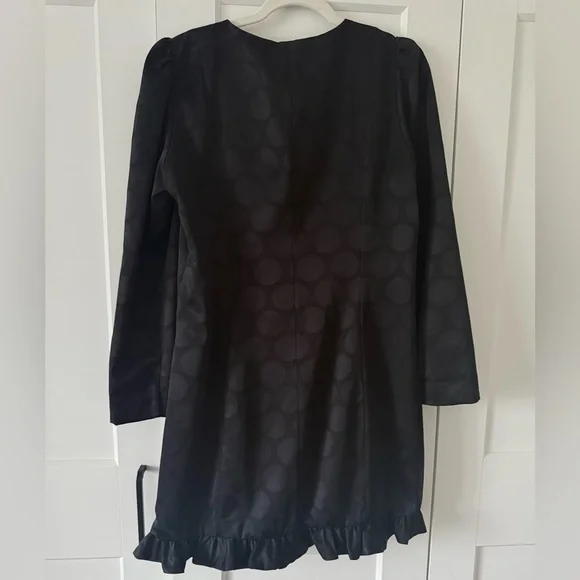 Black Patterned Ruffle Blazer Dress - Picture 2 of 2
